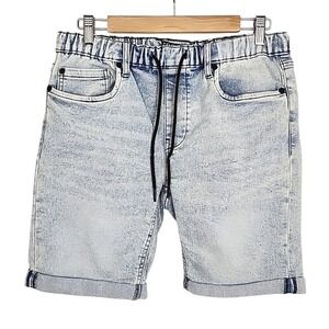 Zoo York Men's Light Blue Faded Denim Stretch Jogger Shorts Small